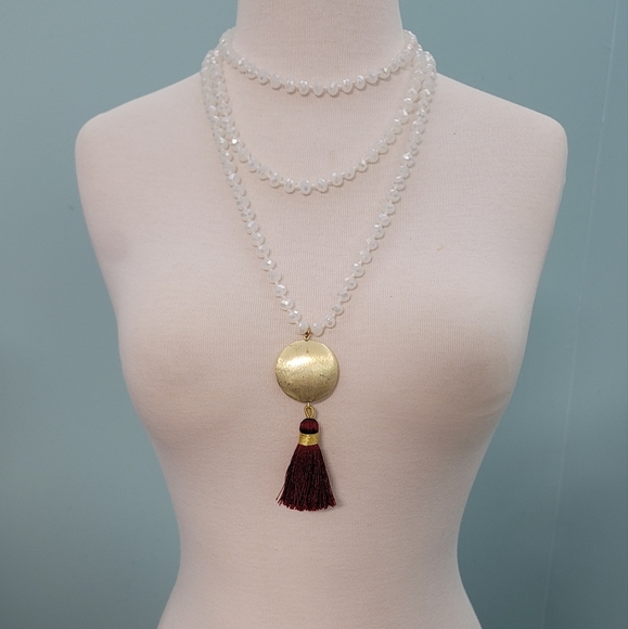 Long beaded tassel necklace - Picture 2 of 5